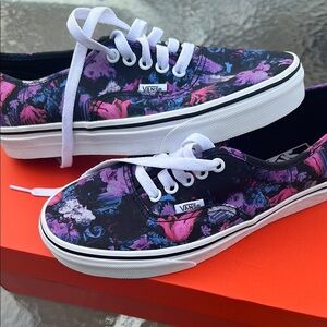 Vans Women's Floral Canvas Lace-Up Sneakers in Black/Purple